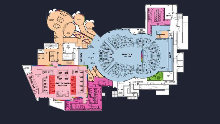 Omnia Nightclub Table Map